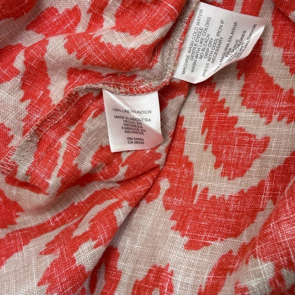 Jones New York 100% Linen Popover Top Size Large Lagenlook Summer Nautical Beach - Picture 6 of 6
